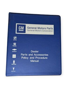 General Motors Blue Dealer Parts & Accessories Policy & Procedure Empty Binder
